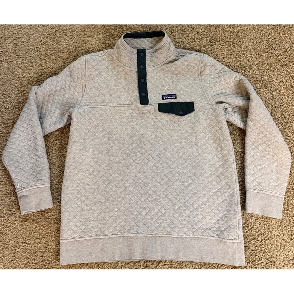 Patagonia Mens Cotton Quilt Snap-T Pullover Grey size Large
